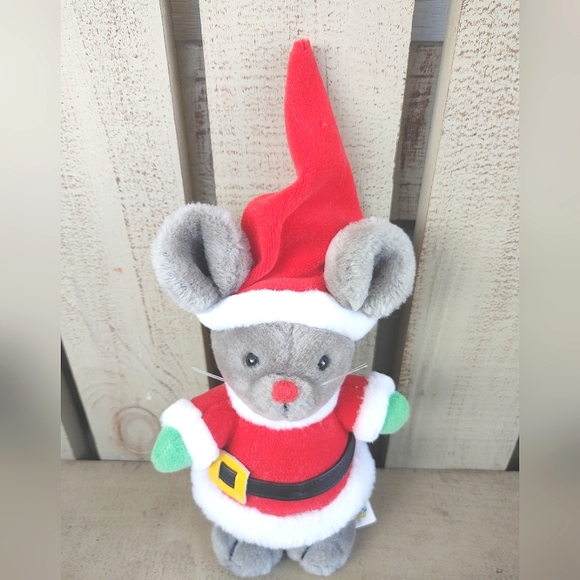 Dakin Christmas Mouse 9" Stuffed Animal Vintage 1985 Santa Holiday - Picture 7 of 11